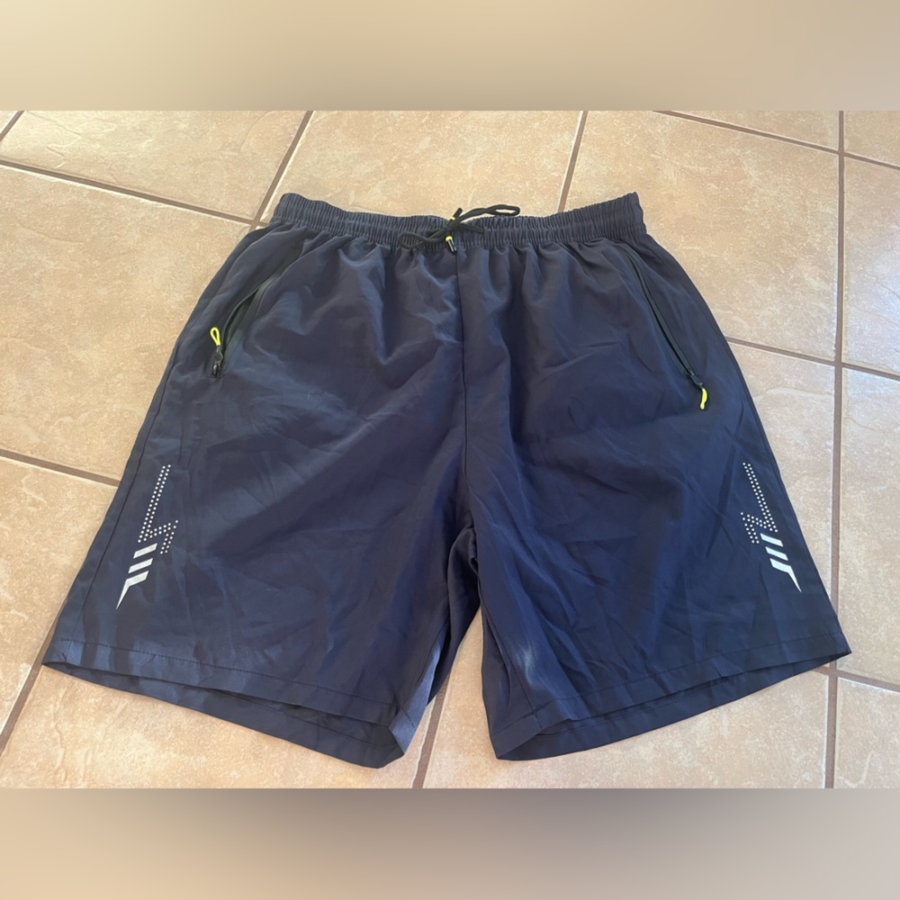 New Black Athletic Shorts with Reflective Accents size XL